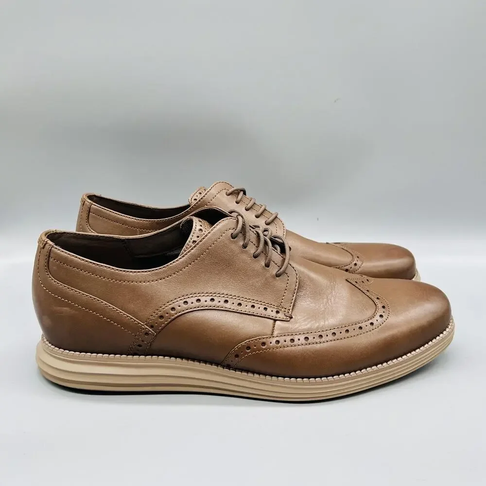 Cole Haan Shoes Mens 13 Brown Leather Grand OS Wingtip Oxford Dress Brogue